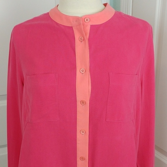 Soft Surroundings 100% Silk Color Blocked Blouse Small - Picture 5 of 8